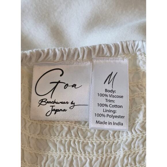 Goa Japna Babydoll Sundress Beachwear M Cream Crochet Lightweight Made in India - Picture 7 of 8